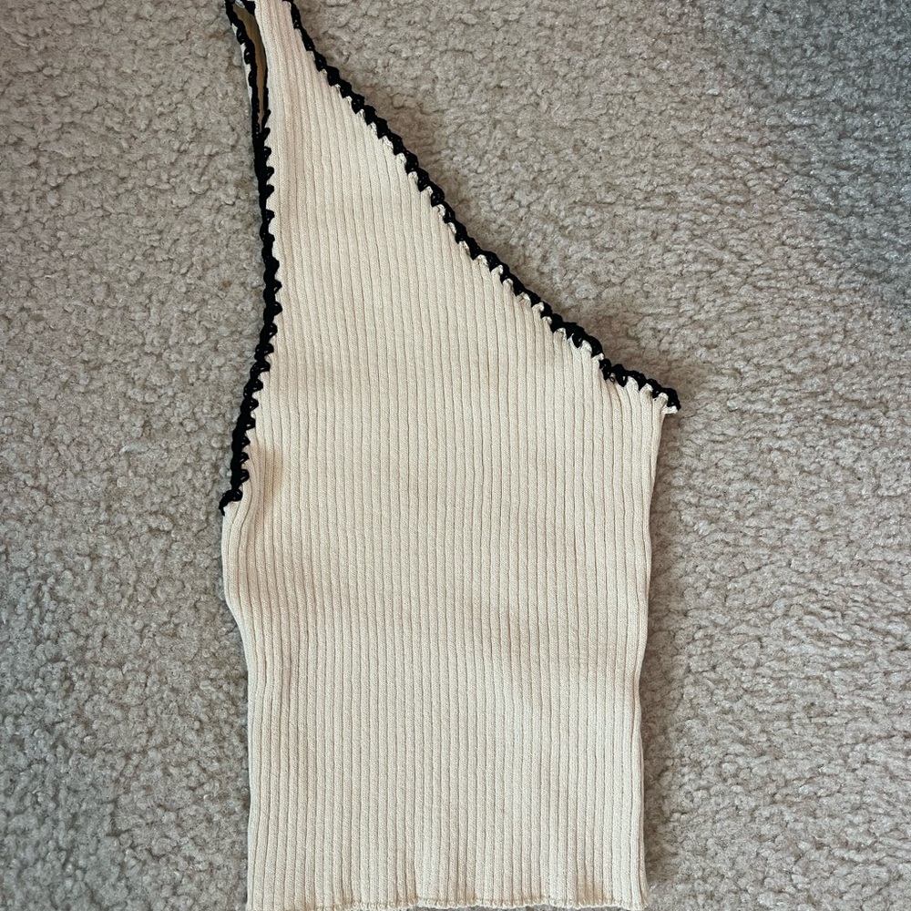 Cotton On Cream Ribbed Knit with Black Trim